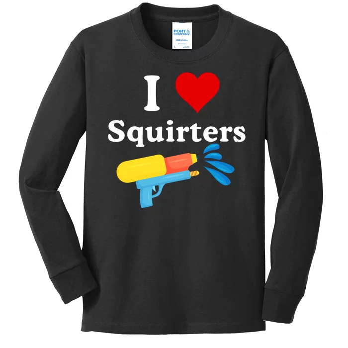 I Love Squiters With Water Gun Kids Long Sleeve Shirt