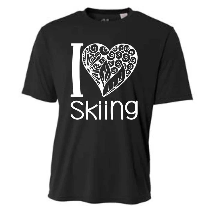 I Love Skiing Gift For Skier Cooling Performance Crew T-Shirt