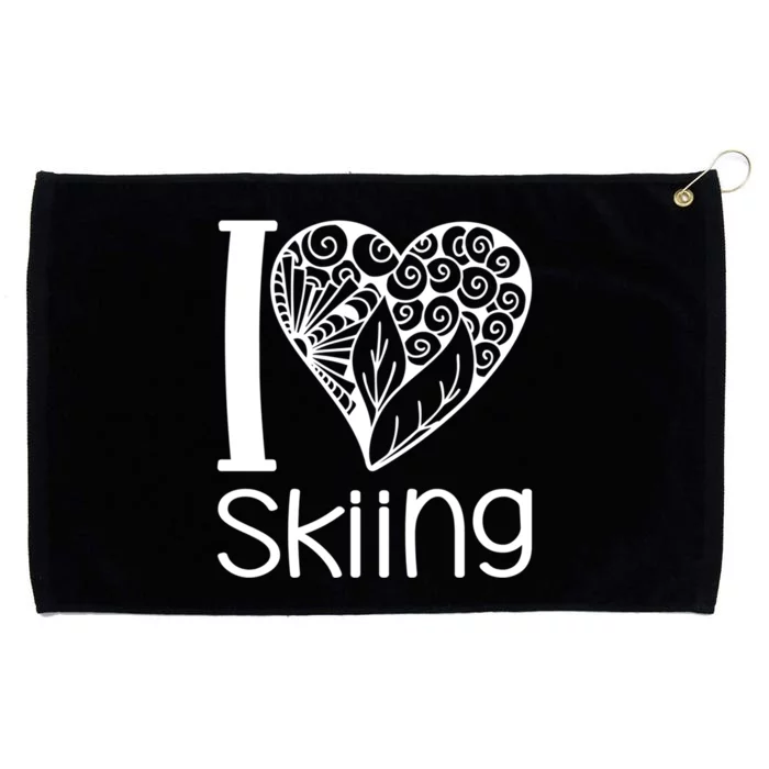 I Love Skiing Gift For Skier Grommeted Golf Towel