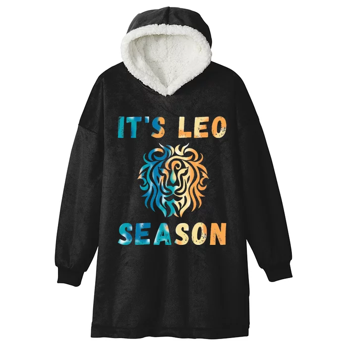 It's Leo Season Celtic Design Retro Colors Lion Zodiac Hooded Wearable Blanket