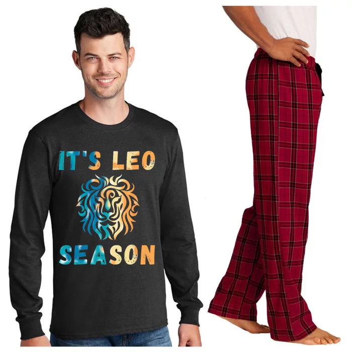 It's Leo Season Celtic Design Retro Colors Lion Zodiac Long Sleeve Pajama Set