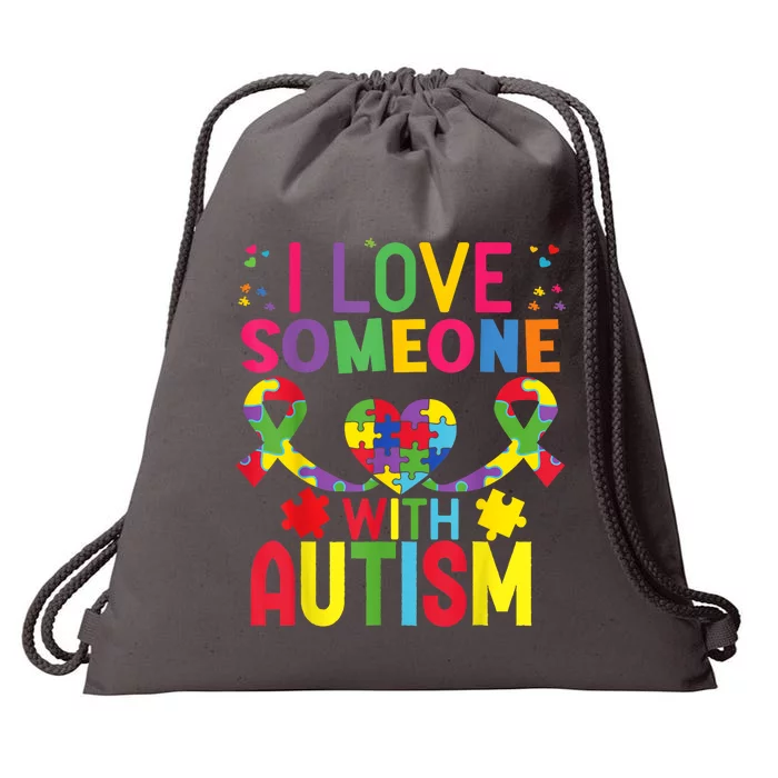 I Love Someone With Autism Awareness Gift Drawstring Bag