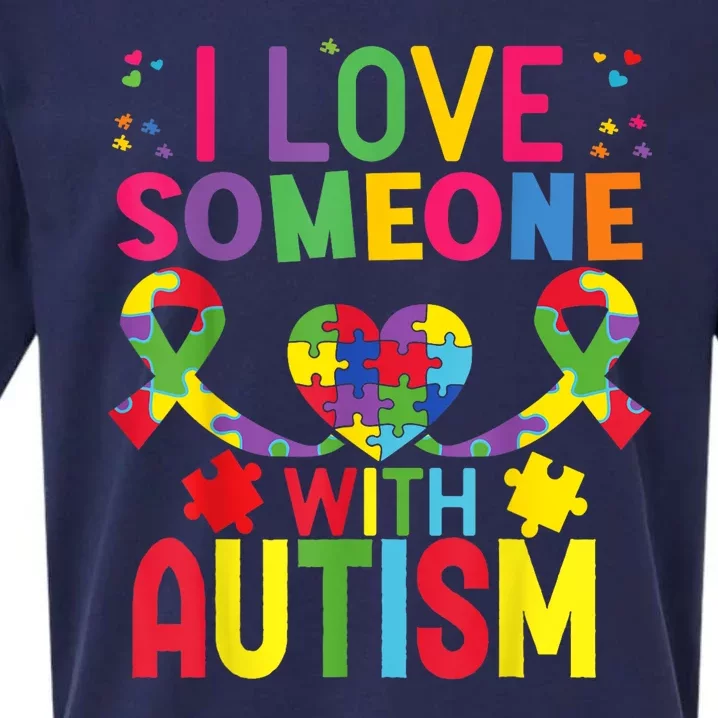 I Love Someone With Autism Awareness Gift Sueded Cloud Jersey T-Shirt