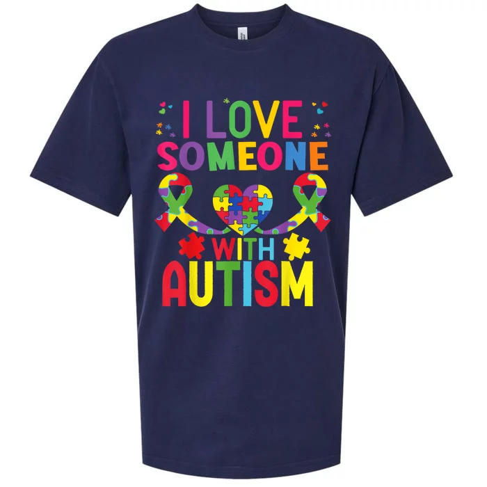 I Love Someone With Autism Awareness Gift Sueded Cloud Jersey T-Shirt