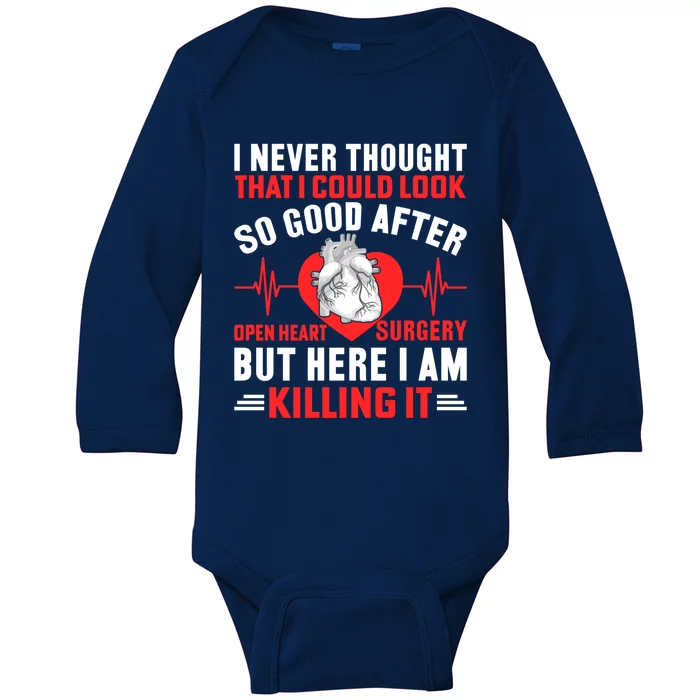 I Look So Good After Open Heart Surgery Bypass Surgery Gift Baby Long Sleeve Bodysuit