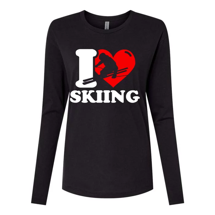 I Love Skiing Gift For Skier Womens Cotton Relaxed Long Sleeve T-Shirt