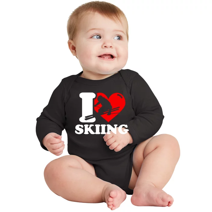 I Love Skiing Gift For Skier Baby Long Sleeve Bodysuit