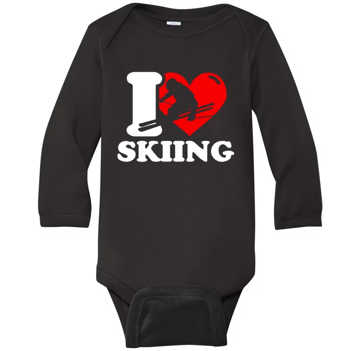 I Love Skiing Gift For Skier Baby Long Sleeve Bodysuit