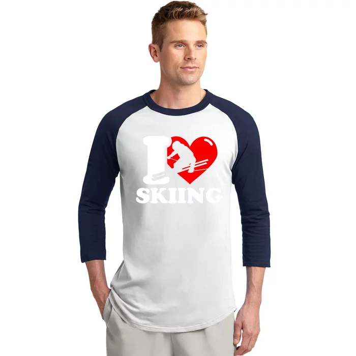 I Love Skiing Gift For Skier Baseball Sleeve Shirt