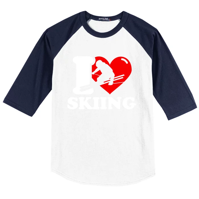 I Love Skiing Gift For Skier Baseball Sleeve Shirt