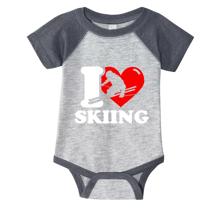 I Love Skiing Gift For Skier Infant Baby Jersey Bodysuit