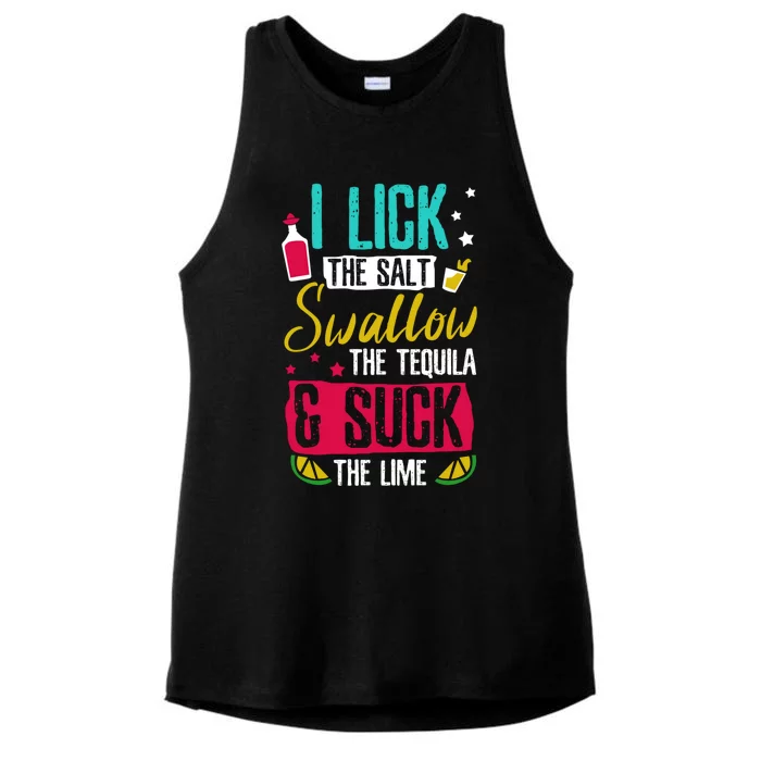 I Lick Swallow And Suck Tequila Gift Ladies Tri-Blend Wicking Tank