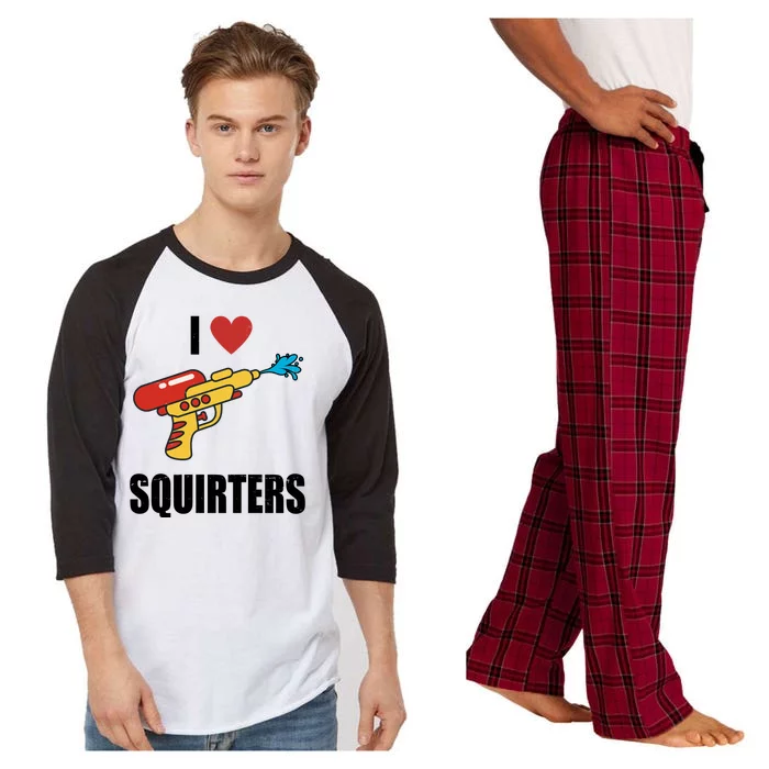 I Love Squirters Funny Water Gun Raglan Sleeve Pajama Set