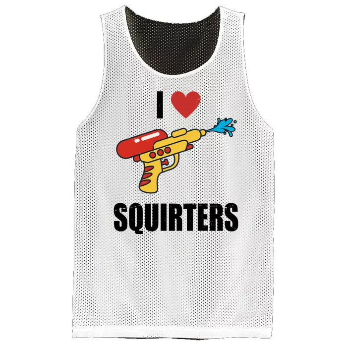 I Love Squirters Funny Water Gun Mesh Reversible Basketball Jersey Tank