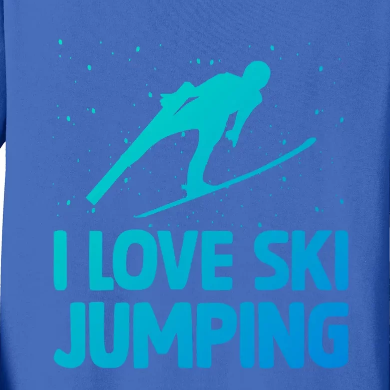 I Love Ski Jumping Winter Sports Ramp Lover SkiJumping Fan Gift Kids Long Sleeve Shirt