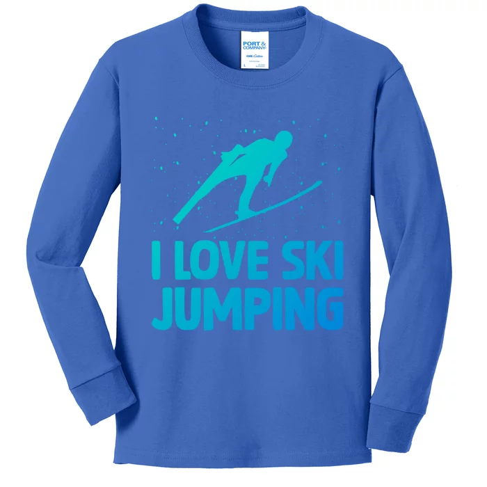 I Love Ski Jumping Winter Sports Ramp Lover SkiJumping Fan Gift Kids Long Sleeve Shirt