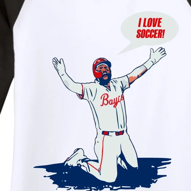 I Love Soccer Women's Tri-Blend 3/4-Sleeve Raglan Shirt