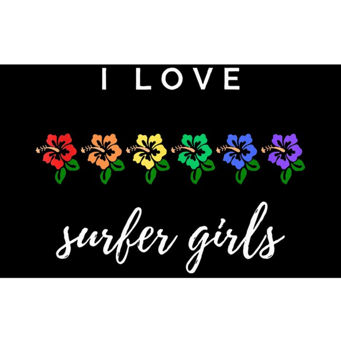 I Love Surfer Pride Rainbow Hibiscus Bumper Sticker