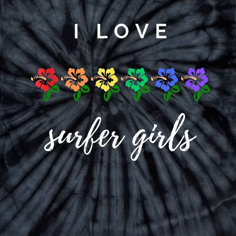 I Love Surfer Pride Rainbow Hibiscus Tie-Dye T-Shirt