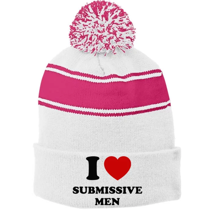 I Love Submissive M.E.N Stripe Pom Pom Beanie