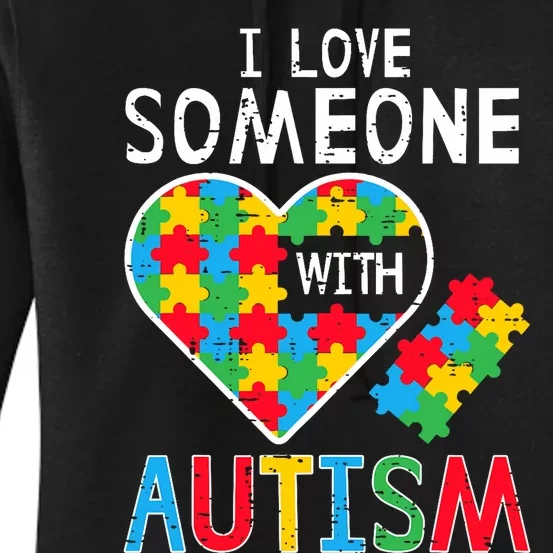 I Love Someone With Autism Awareness Heart Women's Pullover Hoodie