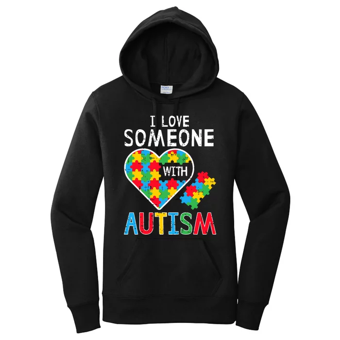 I Love Someone With Autism Awareness Heart Women's Pullover Hoodie