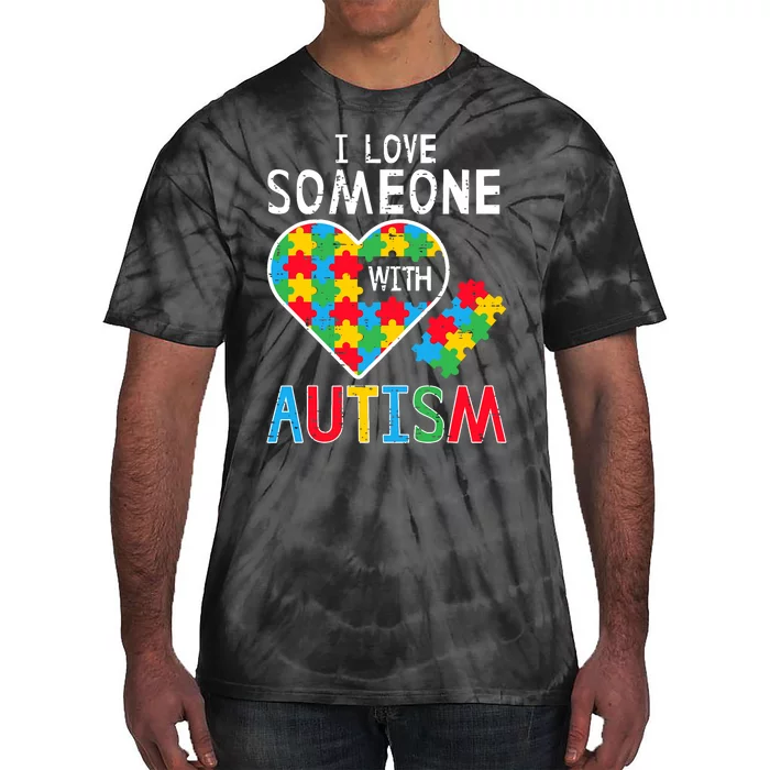 I Love Someone With Autism Awareness Heart Tie-Dye T-Shirt