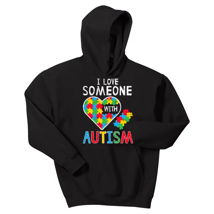 I Love Someone With Autism Awareness Heart Kids Hoodie