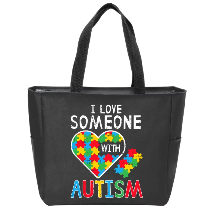 I Love Someone With Autism Awareness Heart Zip Tote Bag