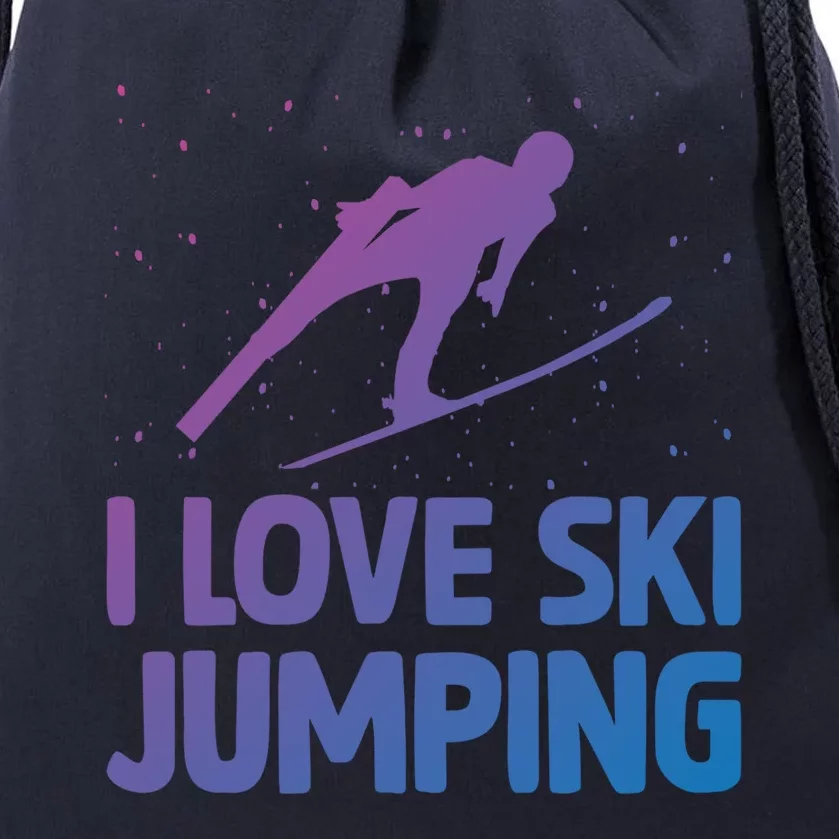 I Love Ski Jumping Winter Sports Ramp Lover SkiJumping Fan Gift Drawstring Bag