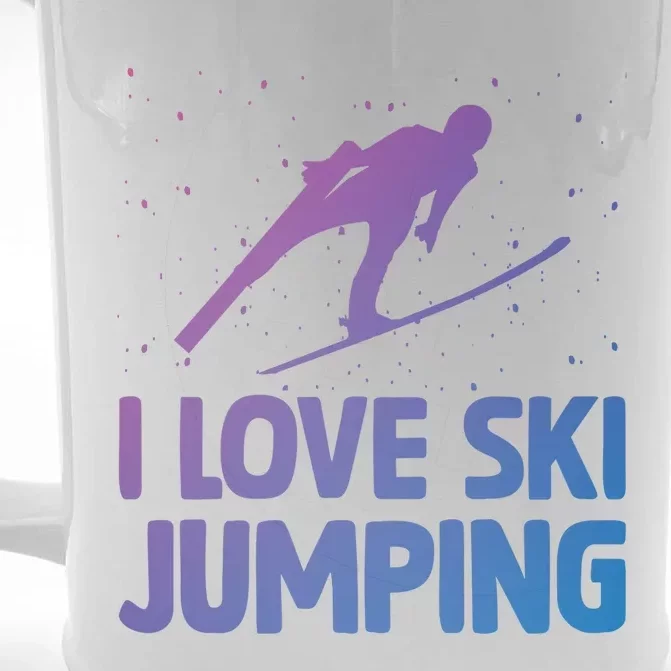 I Love Ski Jumping Winter Sports Ramp Lover SkiJumping Fan Gift Front & Back Beer Stein