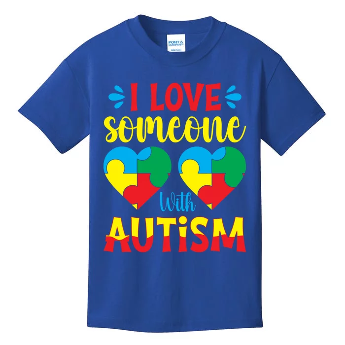 I Love Someone With Autism Autism Awareness Month 2024 Gift Kids T-Shirt