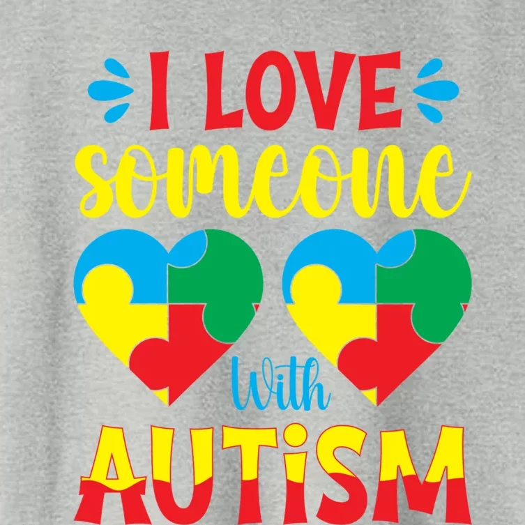 I Love Someone With Autism Autism Awareness Month 2024 Gift Women's Crop Top Tee