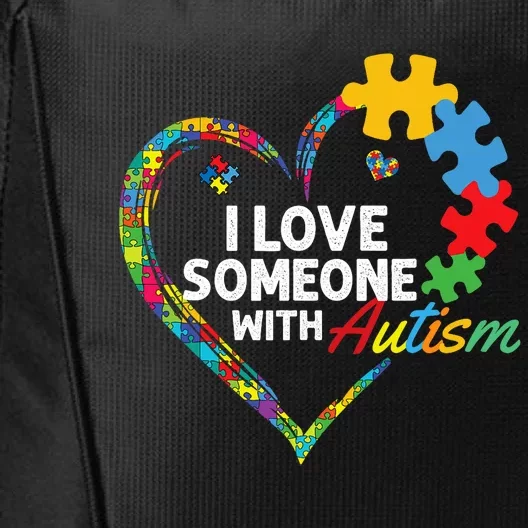 I Love Someone With Autism Heart Puzzle City Backpack