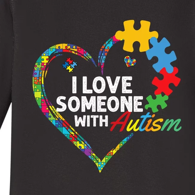 I Love Someone With Autism Heart Puzzle Baby Long Sleeve Bodysuit