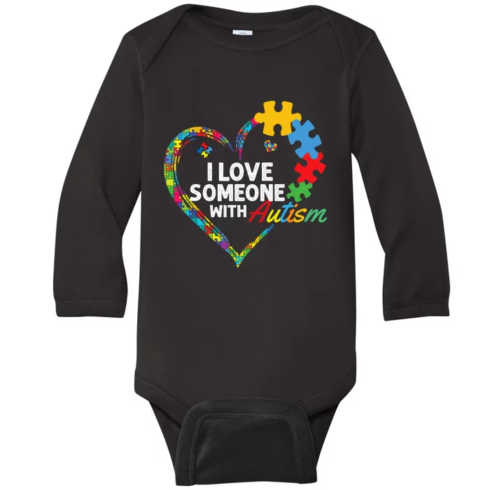 I Love Someone With Autism Heart Puzzle Baby Long Sleeve Bodysuit