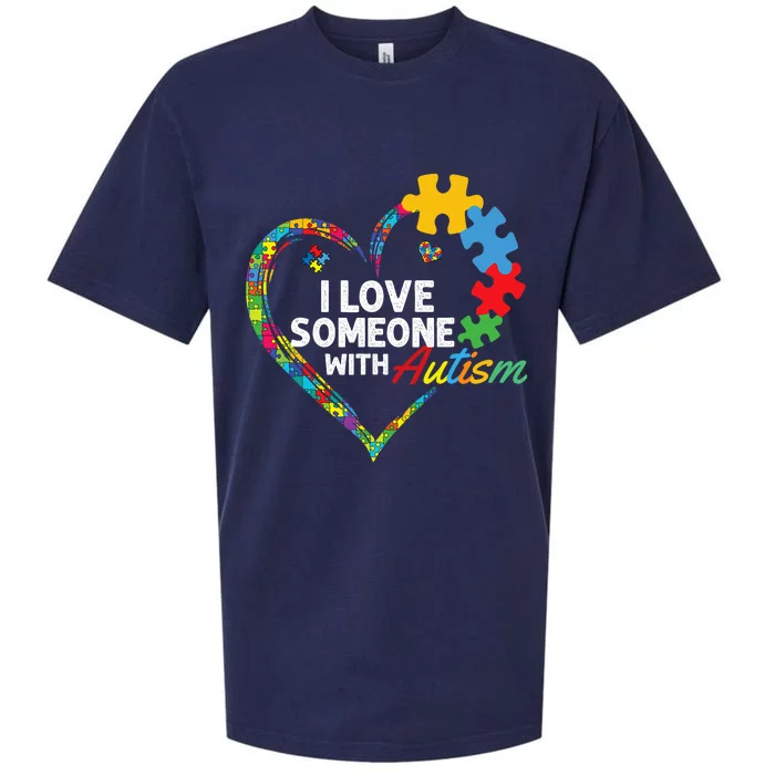 I Love Someone With Autism Heart Puzzle Sueded Cloud Jersey T-Shirt