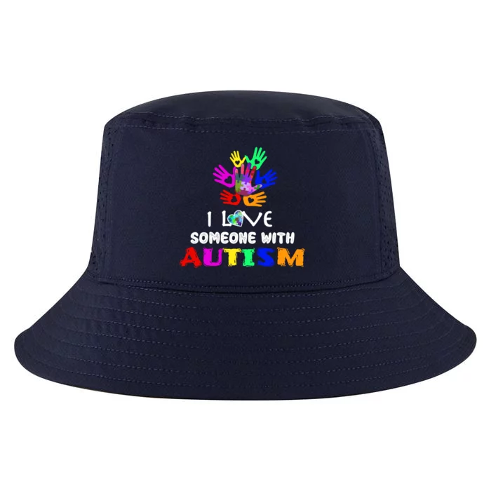 I Love Someone With Autism Awareness Graphic With Hands Gift Cool Comfort Performance Bucket Hat