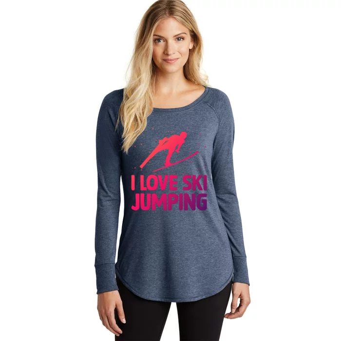 I Love Ski Jumping Winter Sports Ramp Lover SkiJumping Fan Gift Women's Perfect Tri Tunic Long Sleeve Shirt