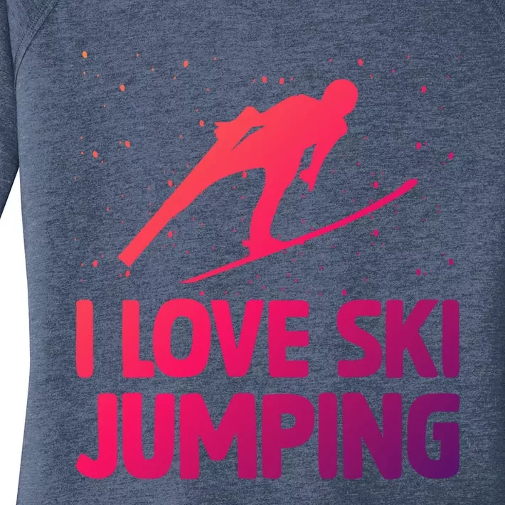 I Love Ski Jumping Winter Sports Ramp Lover SkiJumping Fan Gift Women's Perfect Tri Tunic Long Sleeve Shirt