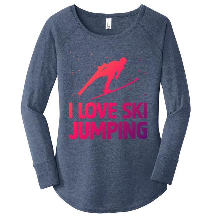 I Love Ski Jumping Winter Sports Ramp Lover SkiJumping Fan Gift Women's Perfect Tri Tunic Long Sleeve Shirt