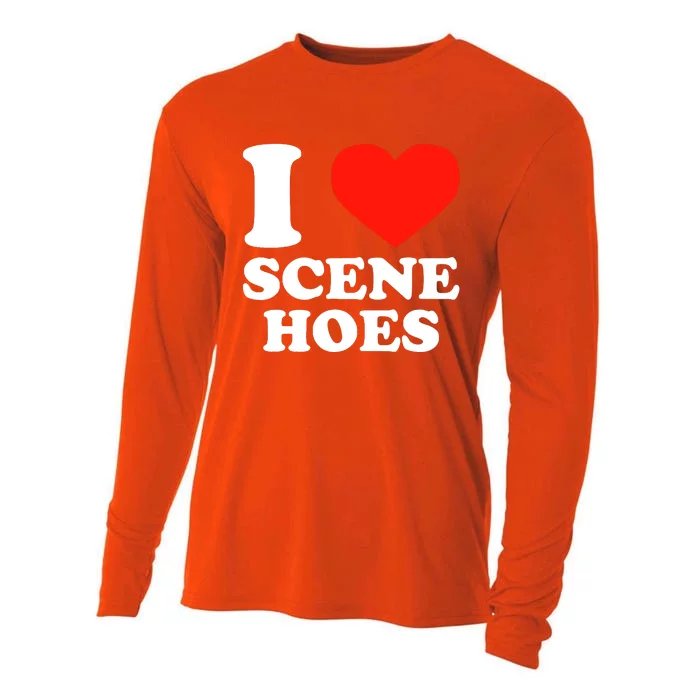 I Love Scene Hoes Funny Heart Hip Hop Cool Sarcastic Humor Cooling Performance Long Sleeve Crew