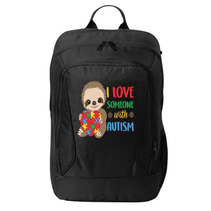 I Love Someone With Autism Cute Sloth Autistic Cool Gift City Backpack