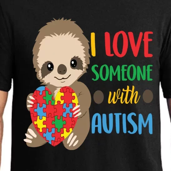 I Love Someone With Autism Cute Sloth Autistic Cool Gift Pajama Set