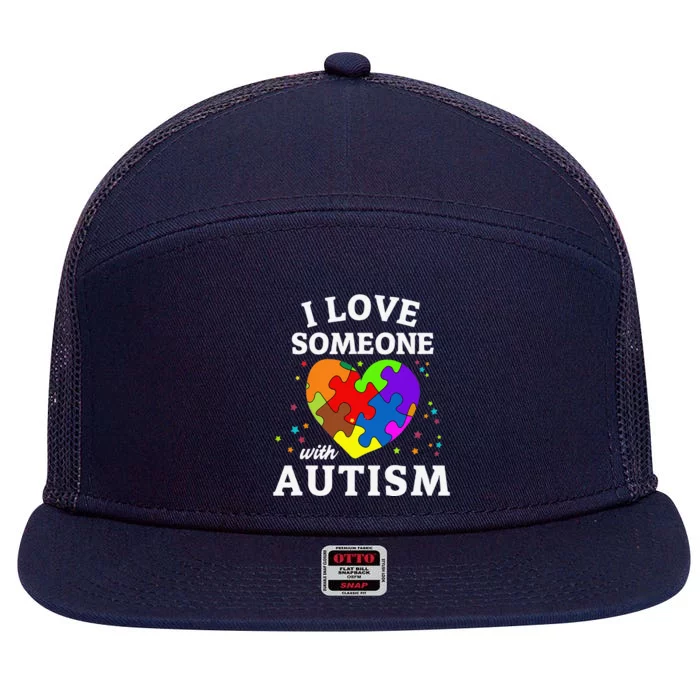 I Love Someone With Autism 7 Panel Mesh Trucker Snapback Hat