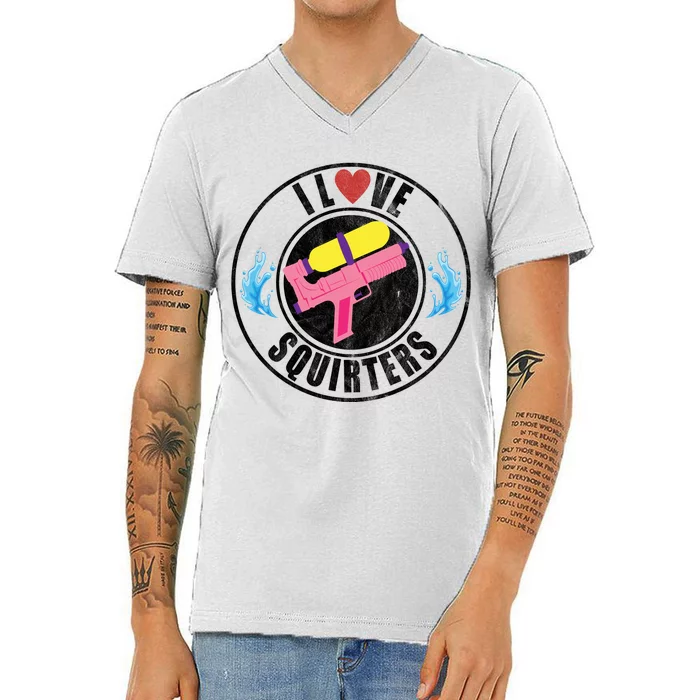 I Love Squirters Funny I Heart Squirters V-Neck T-Shirt