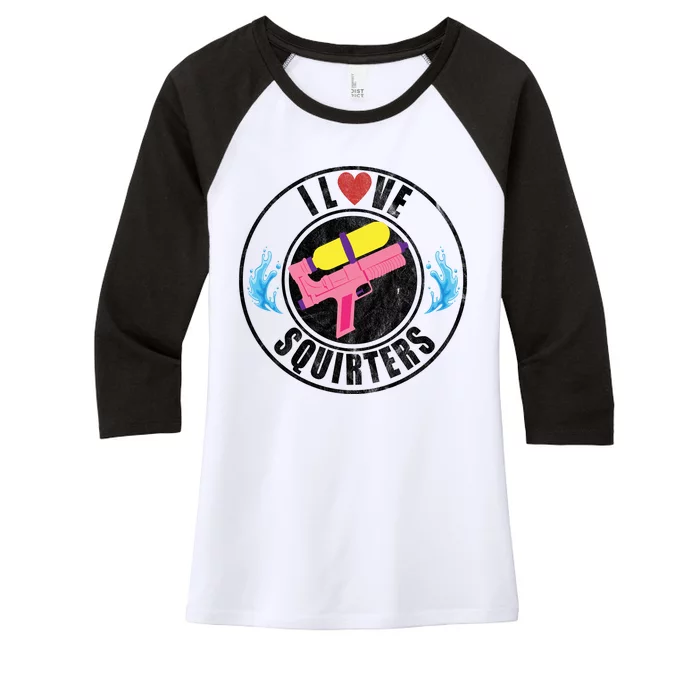 I Love Squirters Funny I Heart Squirters Women's Tri-Blend 3/4-Sleeve Raglan Shirt