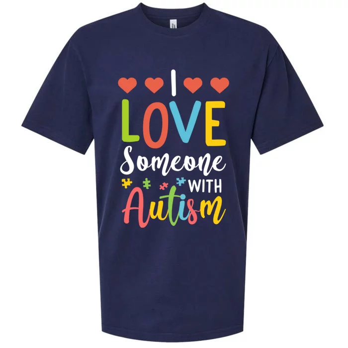 I Love Someone With Autism Aspergers Syndrome Disorders Cute Gift Sueded Cloud Jersey T-Shirt