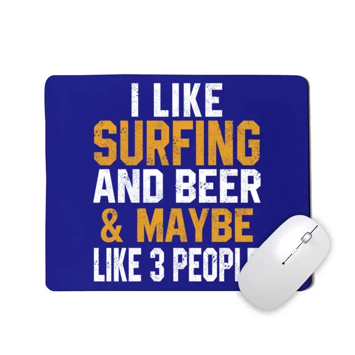 I Like Surfing And Beer Surfer Hawaiian Surfboard Dad Mom Gift Mousepad