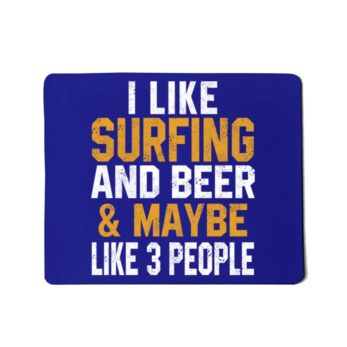 I Like Surfing And Beer Surfer Hawaiian Surfboard Dad Mom Gift Mousepad